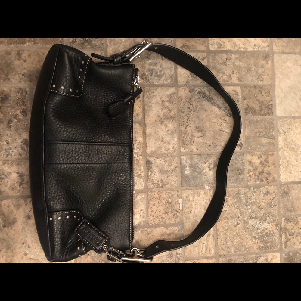 Coach Black leather mini shoulder bag